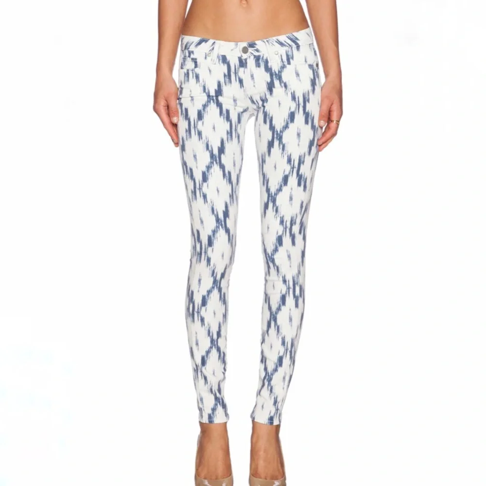 PAIGE Woman’s Verdugo Ultra Skinny Alexandria Ikat Print Jeans Size 26 - Picture 1 of 7
